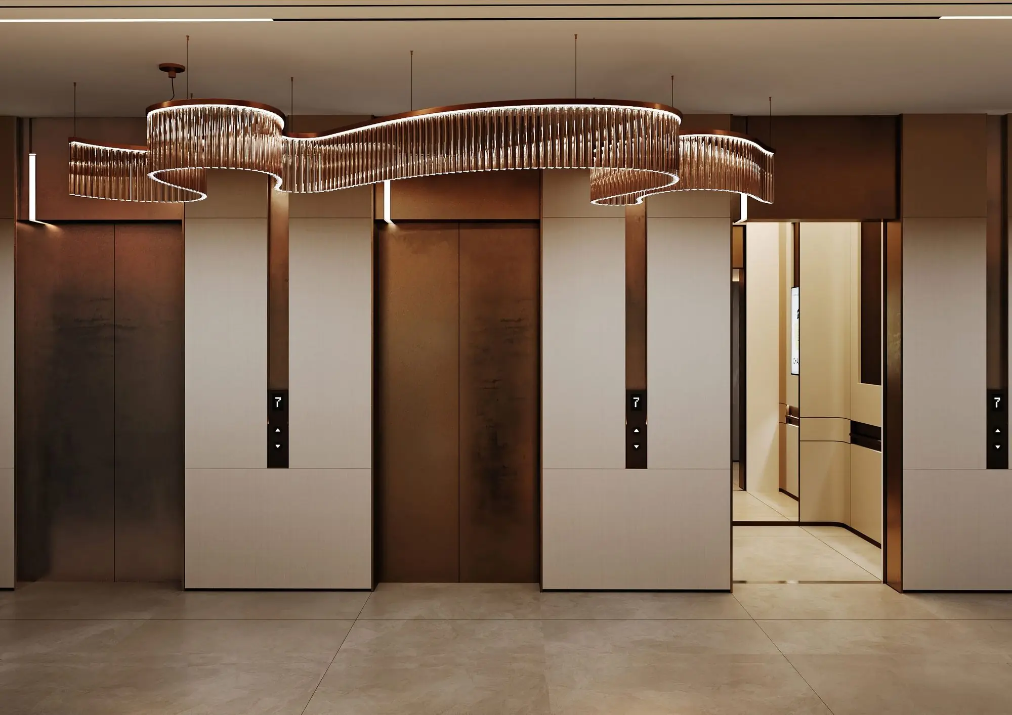 Archetype 62, Majan, Dubailand: Lift lobby detail